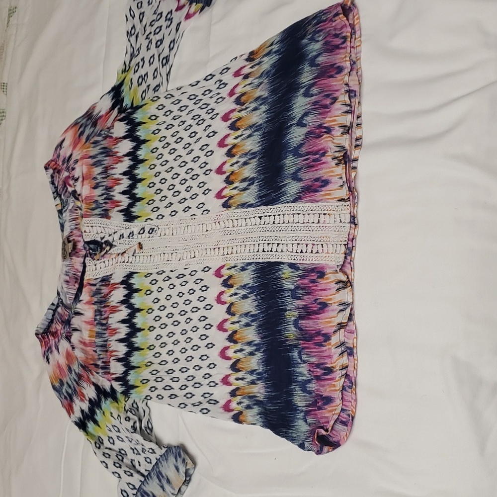 Como vintage multi color blouse size L